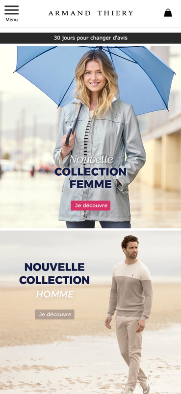 Site Armand thierry utilisant nos solutions e-commerce